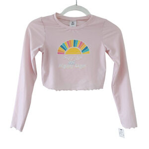NEW Art Class Girls Swim Topo Rashguard Large 10/12 Pink, Sun Bathing Suit Top